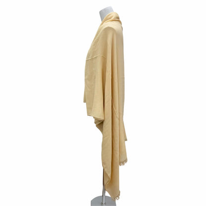 Hermes Vintage Cashmere Wool Big H Fringe Large Shawl Beige Scarf — view 3