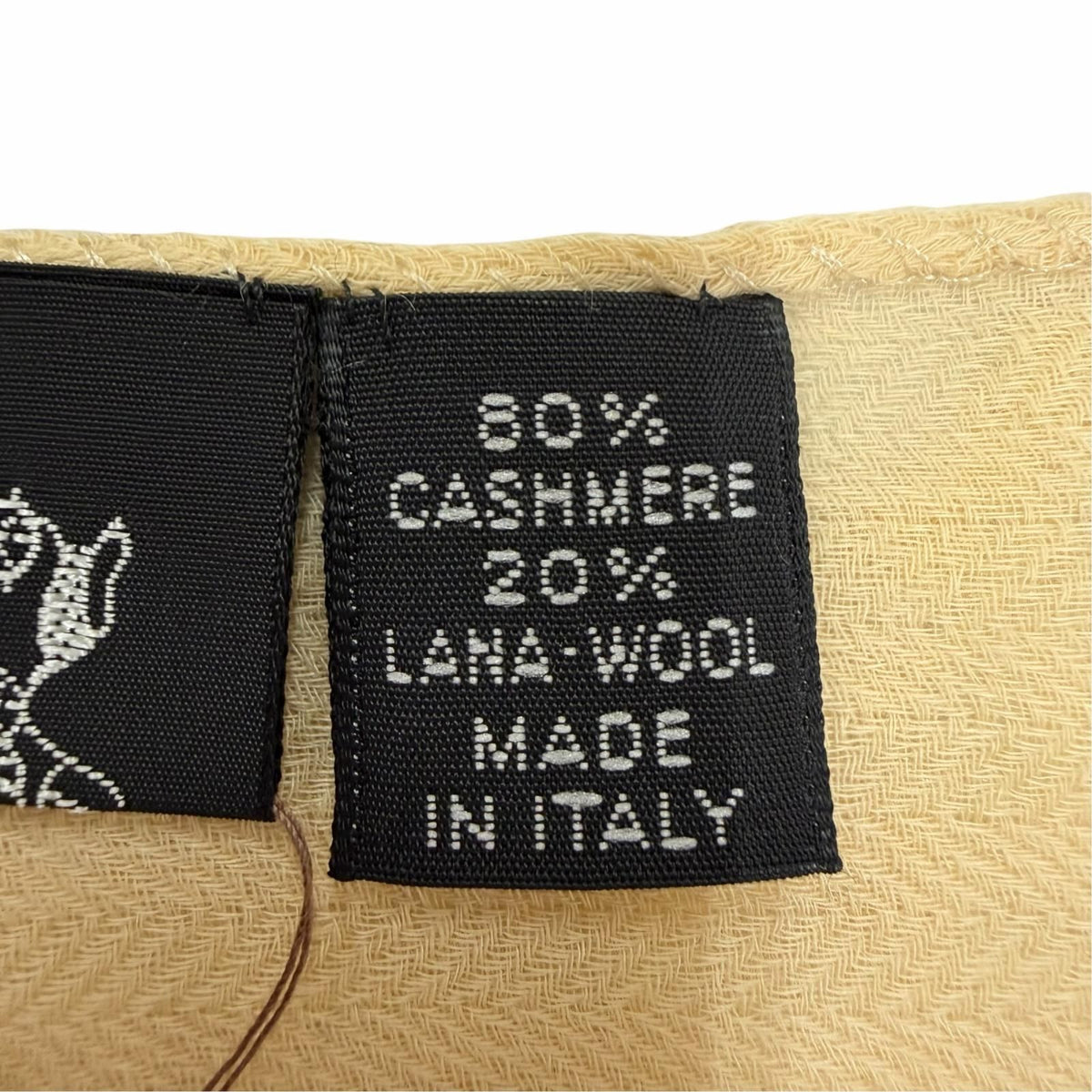 Hermes Vintage Cashmere Wool Big H Fringe Large Shawl Beige Scarf — view 8