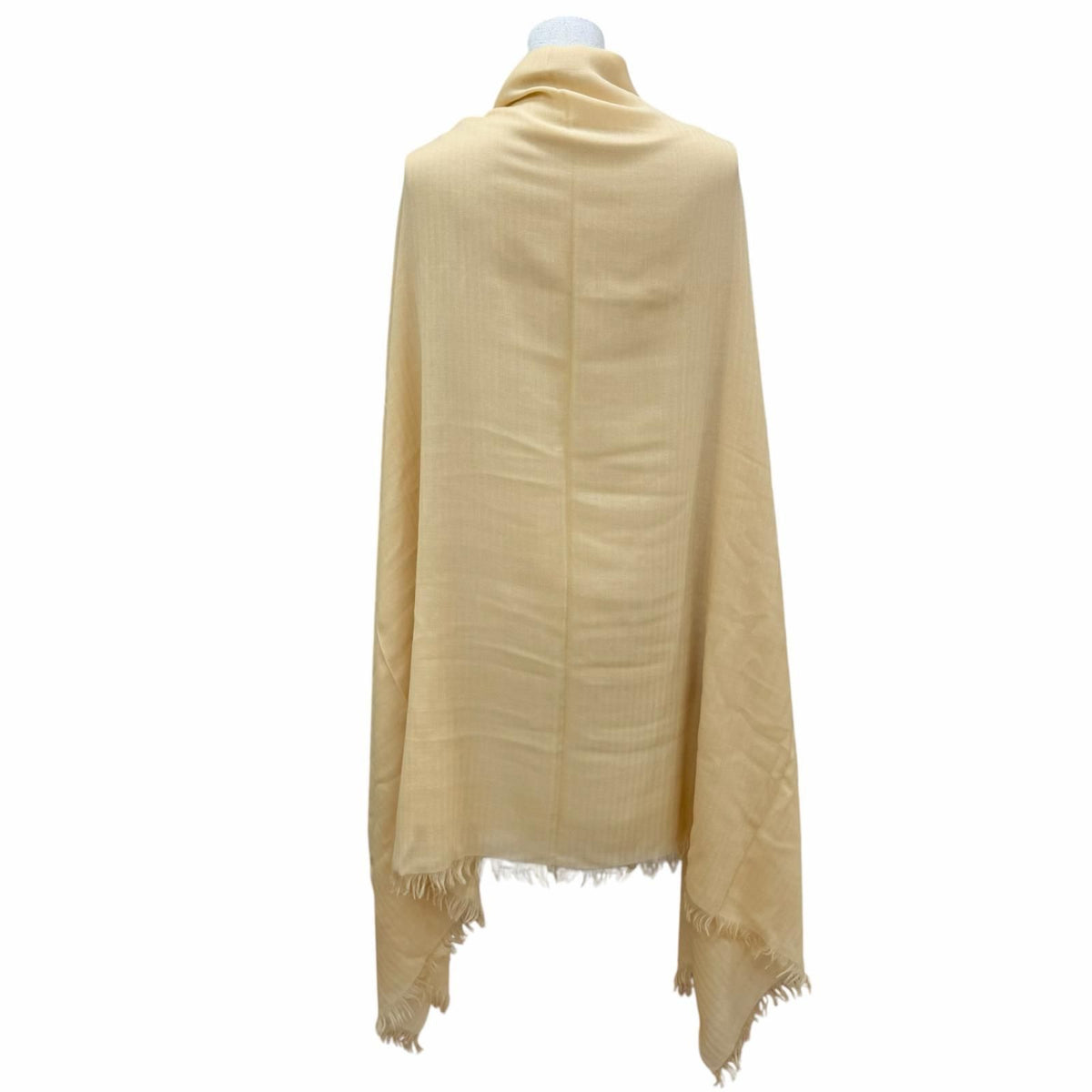 Hermes Vintage Cashmere Wool Big H Fringe Large Shawl Beige Scarf — view 4