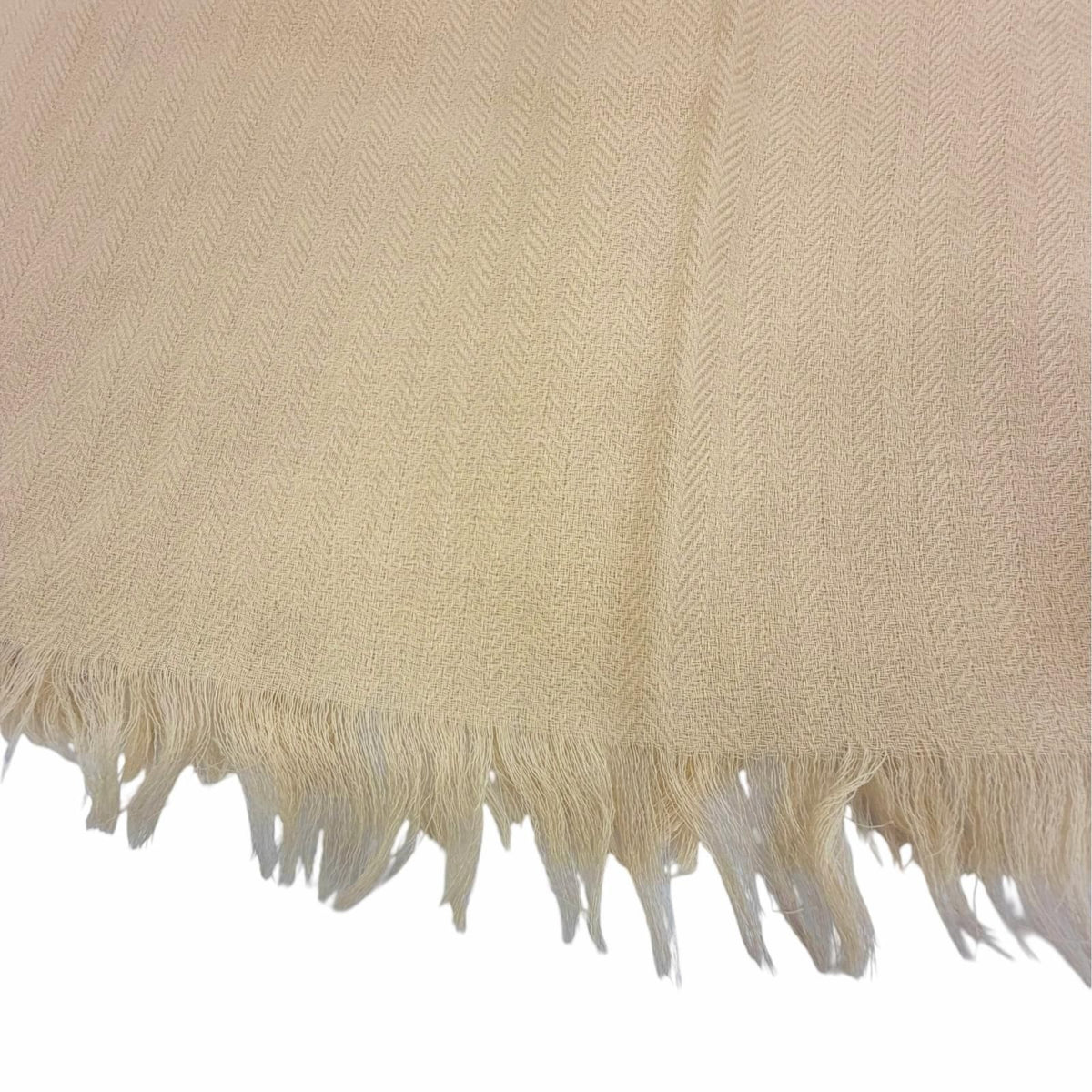 Hermes Vintage Cashmere Wool Big H Fringe Large Shawl Beige Scarf — view 5