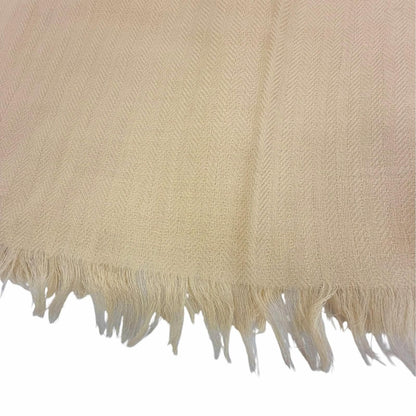 Hermes Vintage Cashmere Wool Big H Fringe Large Shawl Beige Scarf — view 5