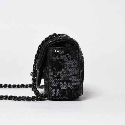 Chanel Shoulder Bag Mini Quilted Moonlight on Water Sequins Black — view 4