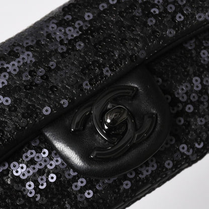 Chanel Shoulder Bag Mini Quilted Moonlight on Water Sequins Black — view 6