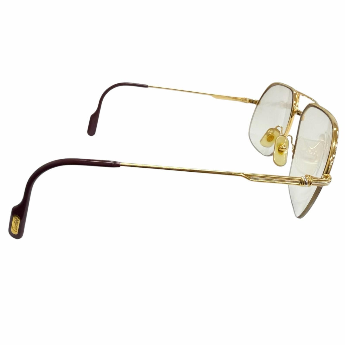 Cartier Vintage Trinity Half Rim Two Bridge Sunglasses Gold Bordeaux 58 15 — view 5