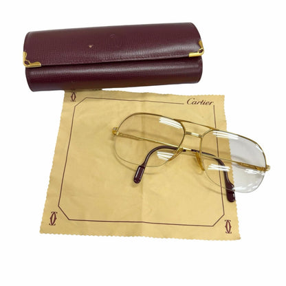 Cartier Vintage Trinity Half Rim Two Bridge Sunglasses Gold Bordeaux 58 15 — view 2