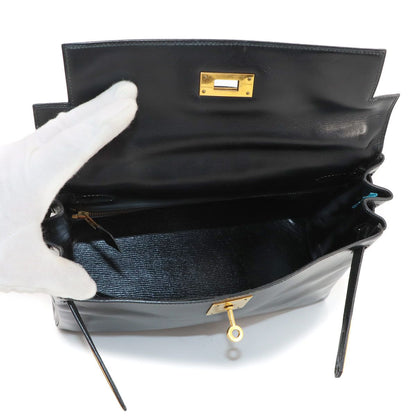 Hermes Kelly 28 Box Calf Black 2-Way Bag — view 7