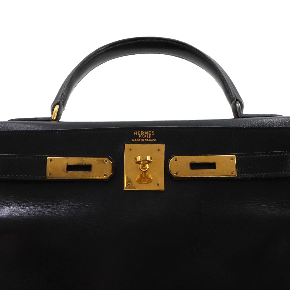 Hermes Kelly 28 Box Calf Black 2-Way Bag — view 8