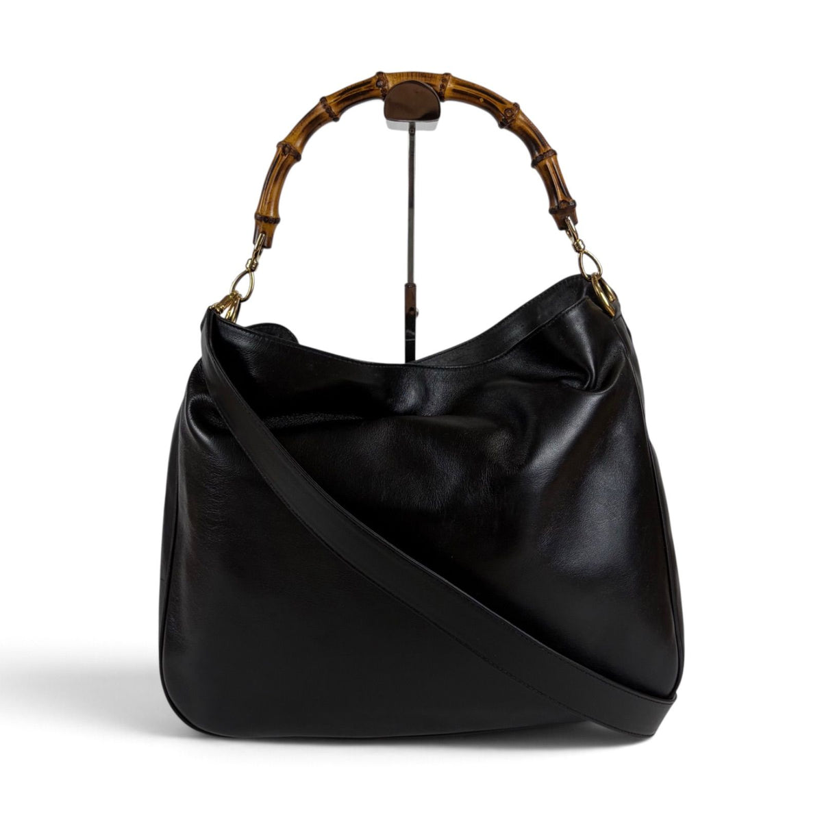Gucci 2-Way Bamboo Handle Shoulder Bag Black