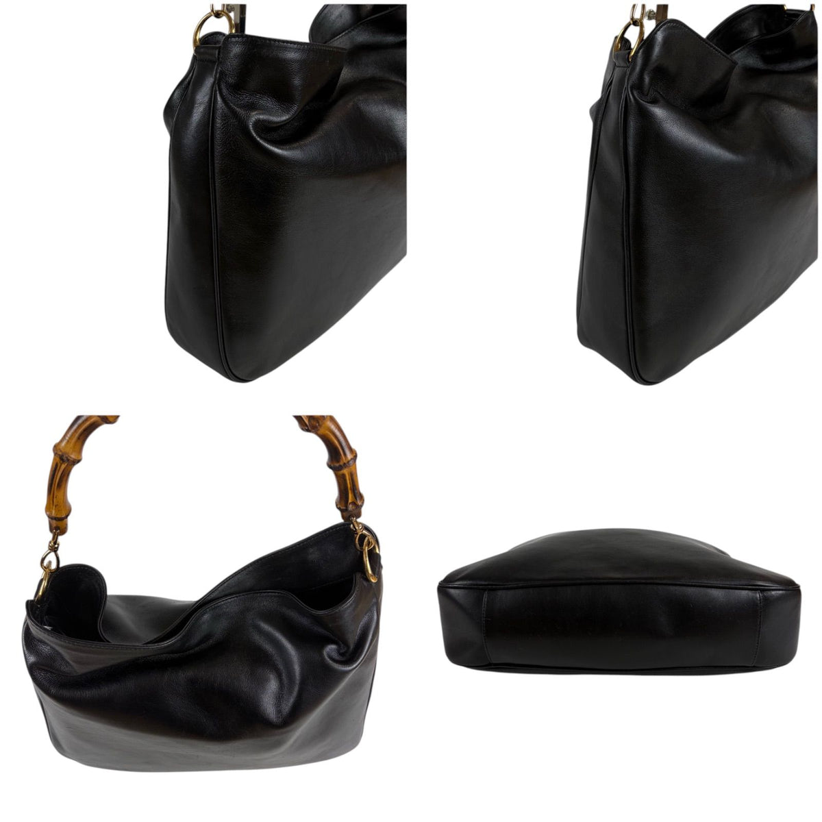 Gucci 2-Way Bamboo Handle Shoulder Bag Black — view 4