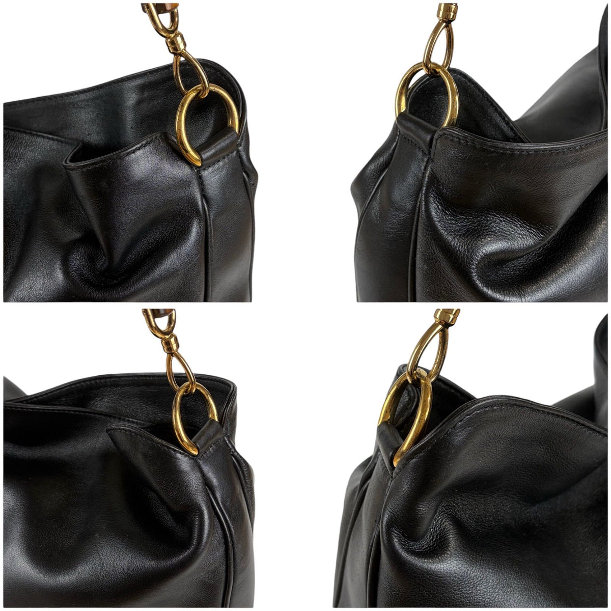 Gucci 2-Way Bamboo Handle Shoulder Bag Black — view 5