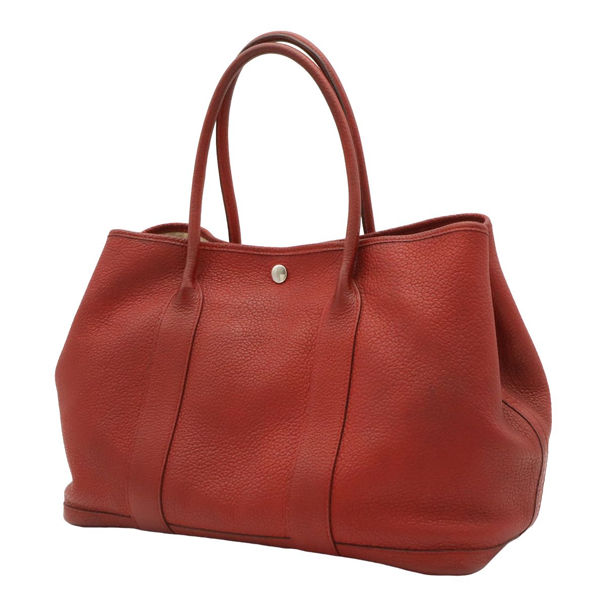 Hermes Garden Party PM Tote Bag Negonda Leather Red Silver — view 2