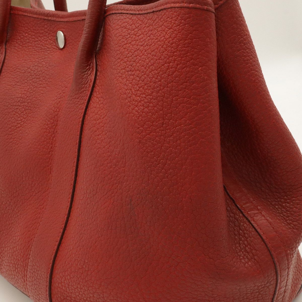 Hermes Garden Party PM Tote Bag Negonda Leather Red Silver — view 4