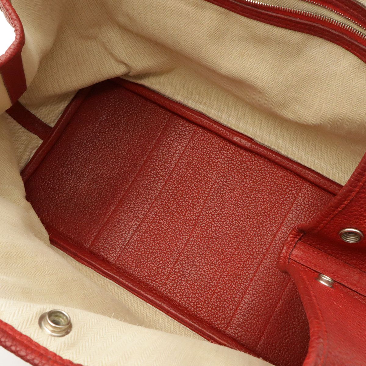 Hermes Garden Party PM Tote Bag Negonda Leather Red Silver — view 7