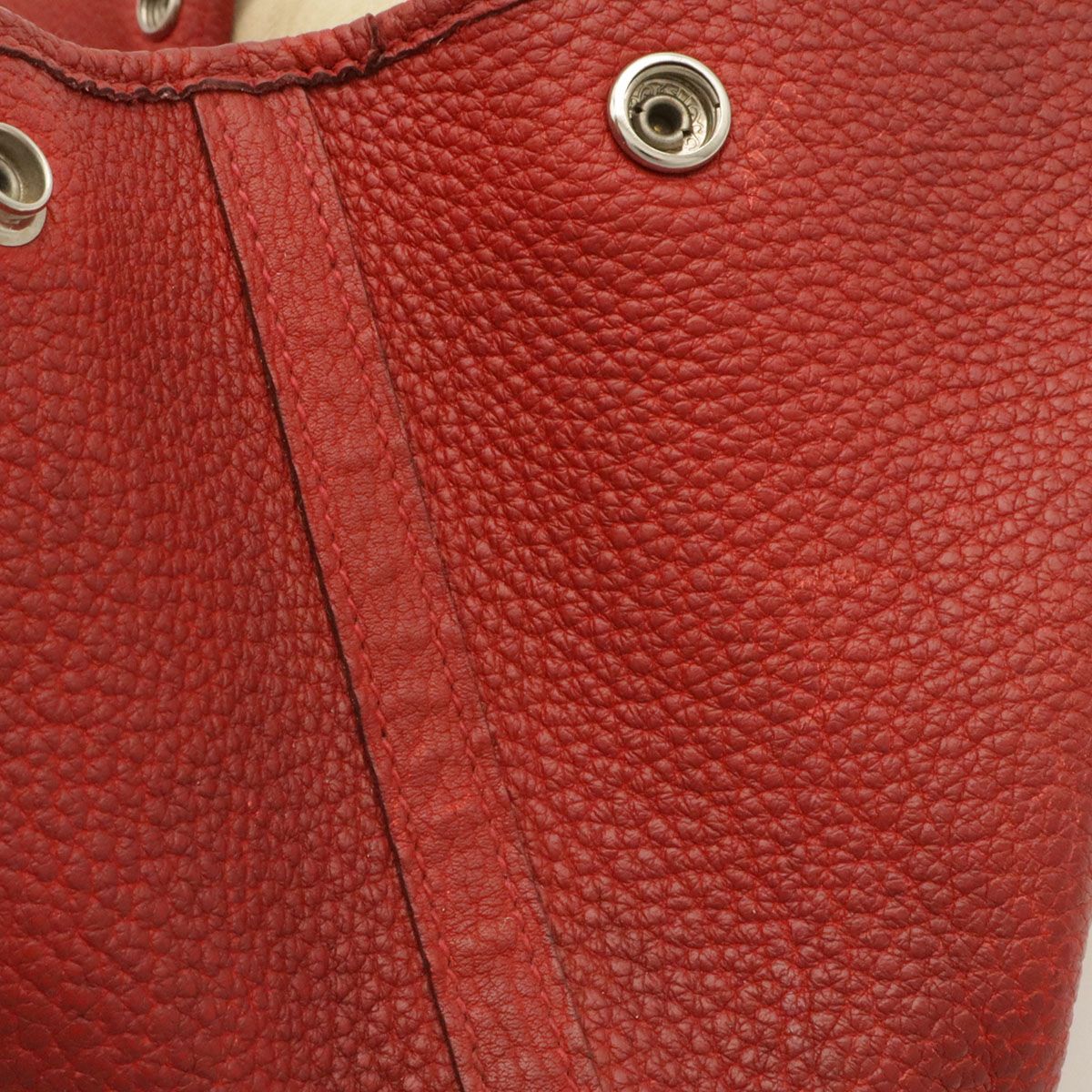 Hermes Garden Party PM Tote Bag Negonda Leather Red Silver — view 5