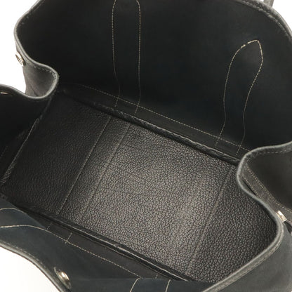 Hermes Garden Party PM Tote Shoulder Bag Toile Officier Leather Black Silver — view 8
