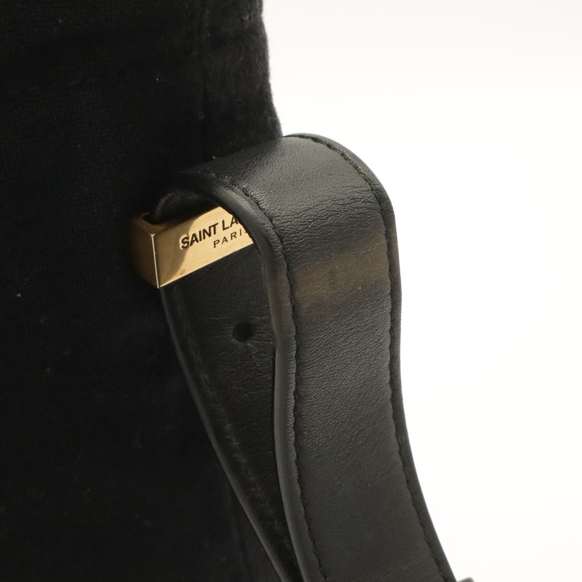 Saint Laurent Paris YSL Rive Gauche Bucket Bag Drawstring Felt Black — view 5