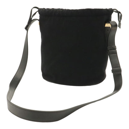 Saint Laurent Paris YSL Rive Gauche Bucket Bag Drawstring Felt Black — view 2