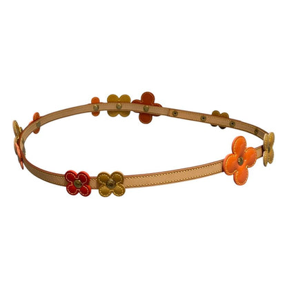 Louis Vuitton Ceinture Fleur Vernis Flower Belt Orange Beige — view 2