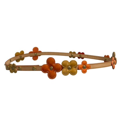 Louis Vuitton Ceinture Fleur Vernis Flower Belt Orange Beige