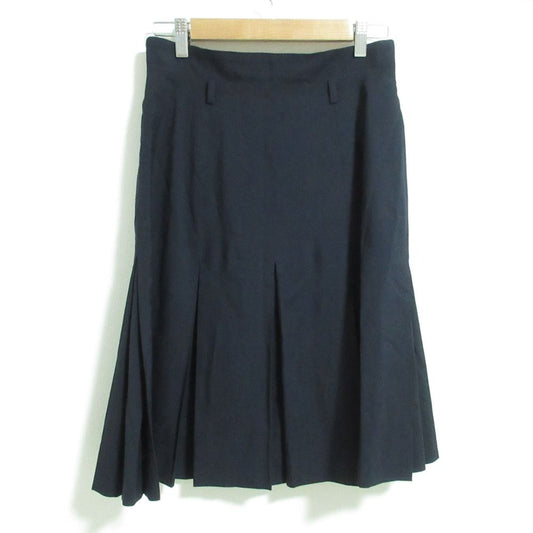 Chanel 96P Vintage CC Logo Button Box Pleated Skirt Navy Spring Summer Fall 40