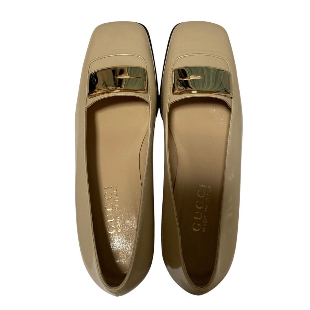 Gucci Tom Ford Era G Logo Patent Leather Square Toe Pumps Beige Spring — view 4