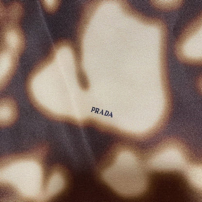 Prada Blur Leopard Print Silk Flare Skirt Beige Brown Spring Summer Fall 40 — view 5