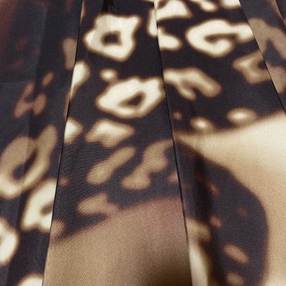 Prada Blur Leopard Print Silk Flare Skirt Beige Brown Spring Summer Fall 40 — view 4