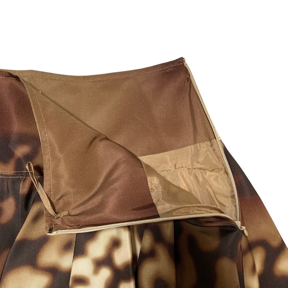 Prada Blur Leopard Print Silk Flare Skirt Beige Brown Spring Summer Fall 40 — view 6