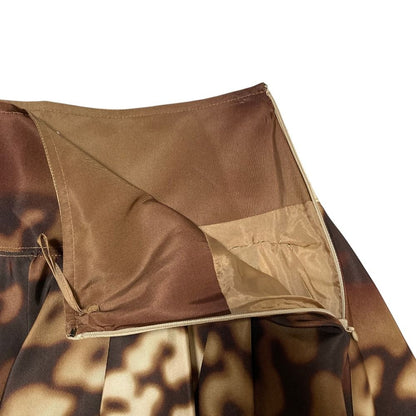 Prada Blur Leopard Print Silk Flare Skirt Beige Brown Spring Summer Fall 40 — view 6
