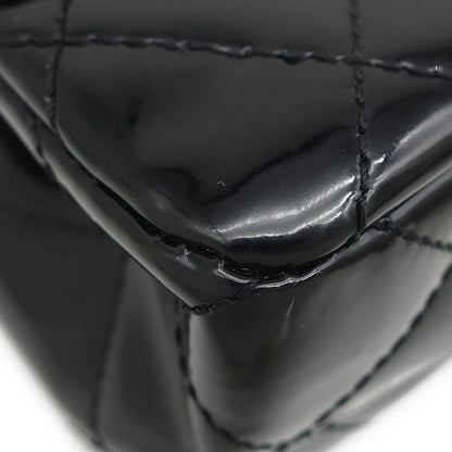 Chanel Shoulder Bag Quilted Chain Leather Black Silver Patent 10 — view 4