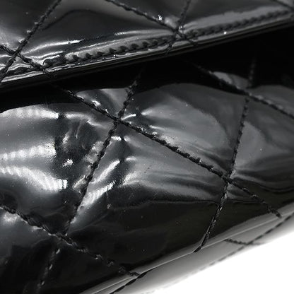 Chanel Shoulder Bag Quilted Chain Leather Black Silver Patent 10 — view 8