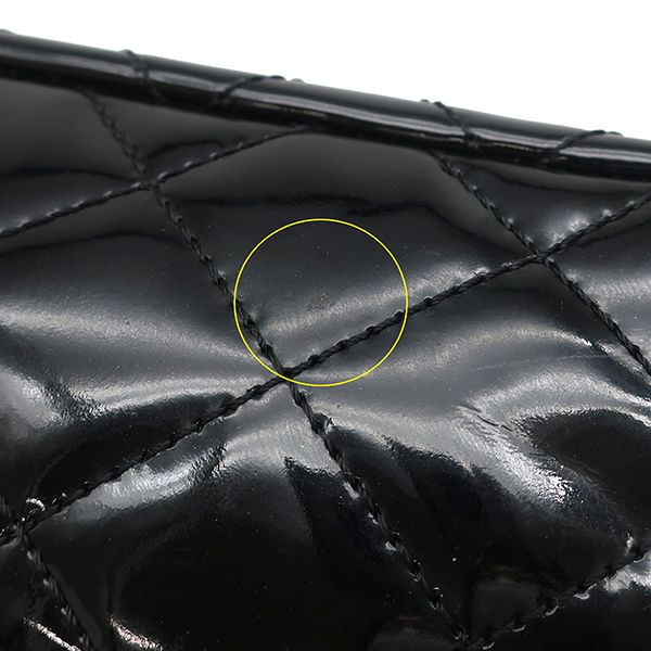 Chanel Shoulder Bag Quilted Chain Leather Black Silver Patent 10 — view 5
