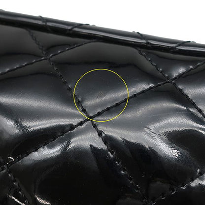 Chanel Shoulder Bag Quilted Chain Leather Black Silver Patent 10 — view 5