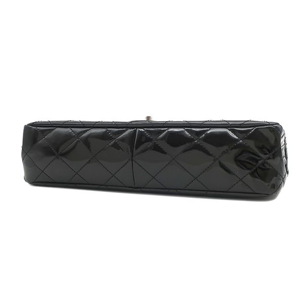 Chanel Shoulder Bag Quilted Chain Leather Black Silver Patent 10 — view 3