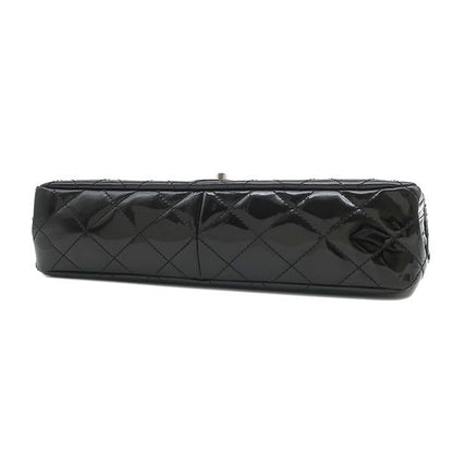 Chanel Shoulder Bag Quilted Chain Leather Black Silver Patent 10 — view 3