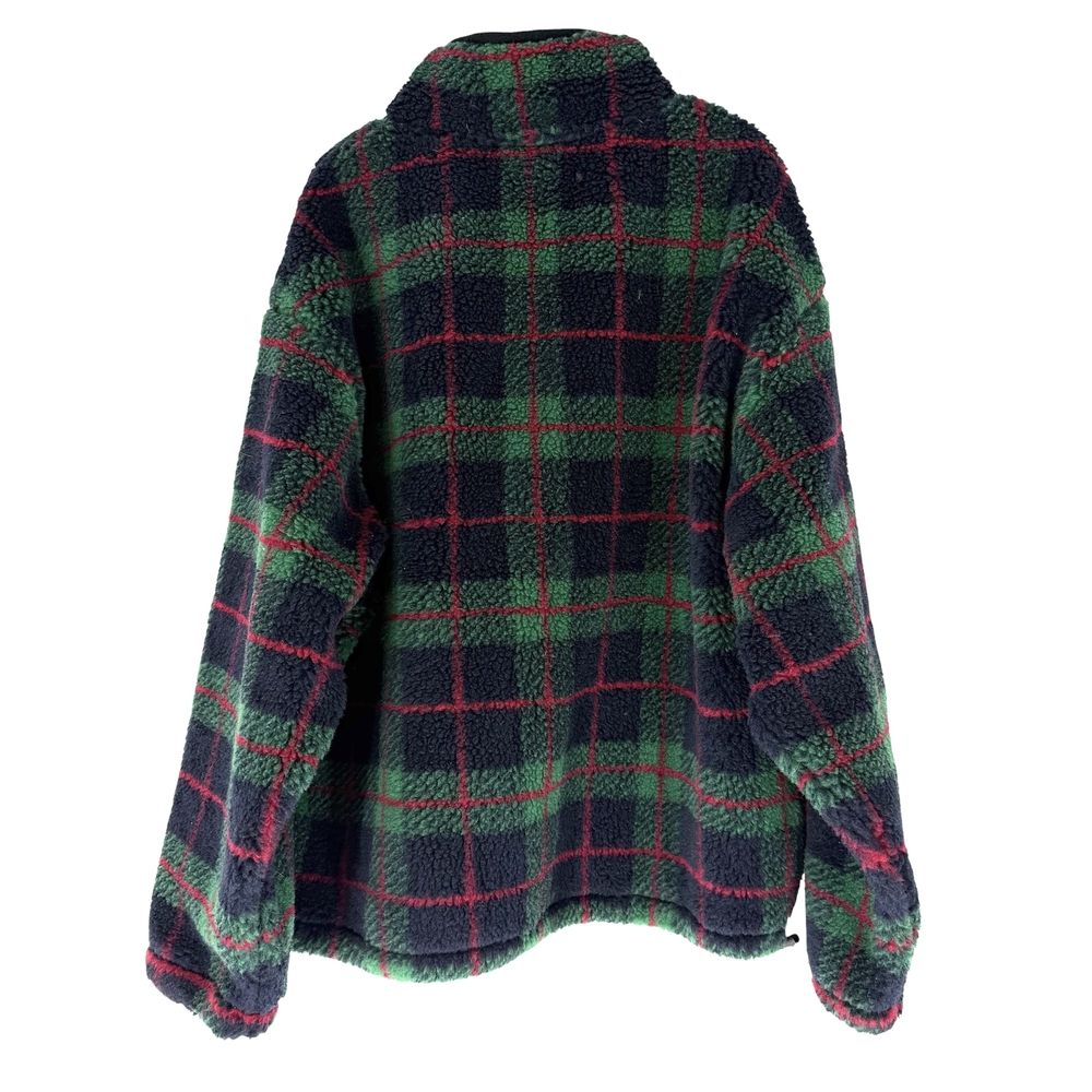 Miu Miu Jacket Checked Fleece Teddy Zipper Green Navy Blue Polyester Wool S — view 2
