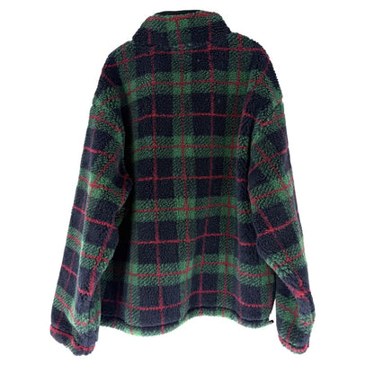 Miu Miu Jacket Checked Fleece Teddy Zipper Green Navy Blue Polyester Wool S — view 2