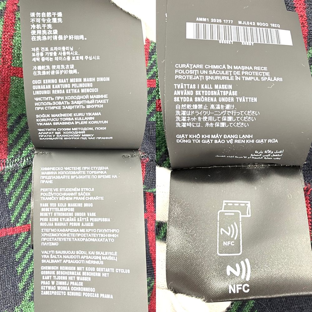 Miu Miu Jacket Checked Fleece Teddy Zipper Green Navy Blue Polyester Wool S — view 4