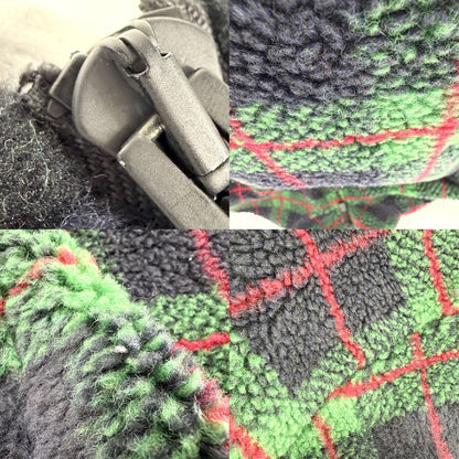 Miu Miu Jacket Checked Fleece Teddy Zipper Green Navy Blue Polyester Wool S — view 5