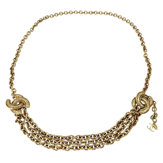 Chanel Belt Quilted Chain CC Logo Vintage Gold Plated