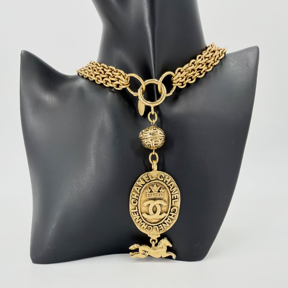 Chanel Necklace CC Logo Long Gold Plated — view 3