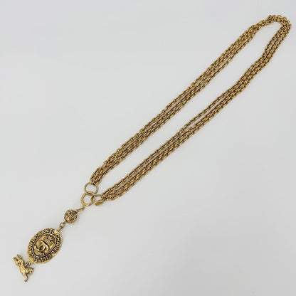 Chanel Necklace CC Logo Long Gold Plated — view 5