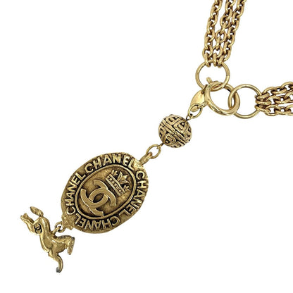 Chanel Necklace CC Logo Long Gold Plated