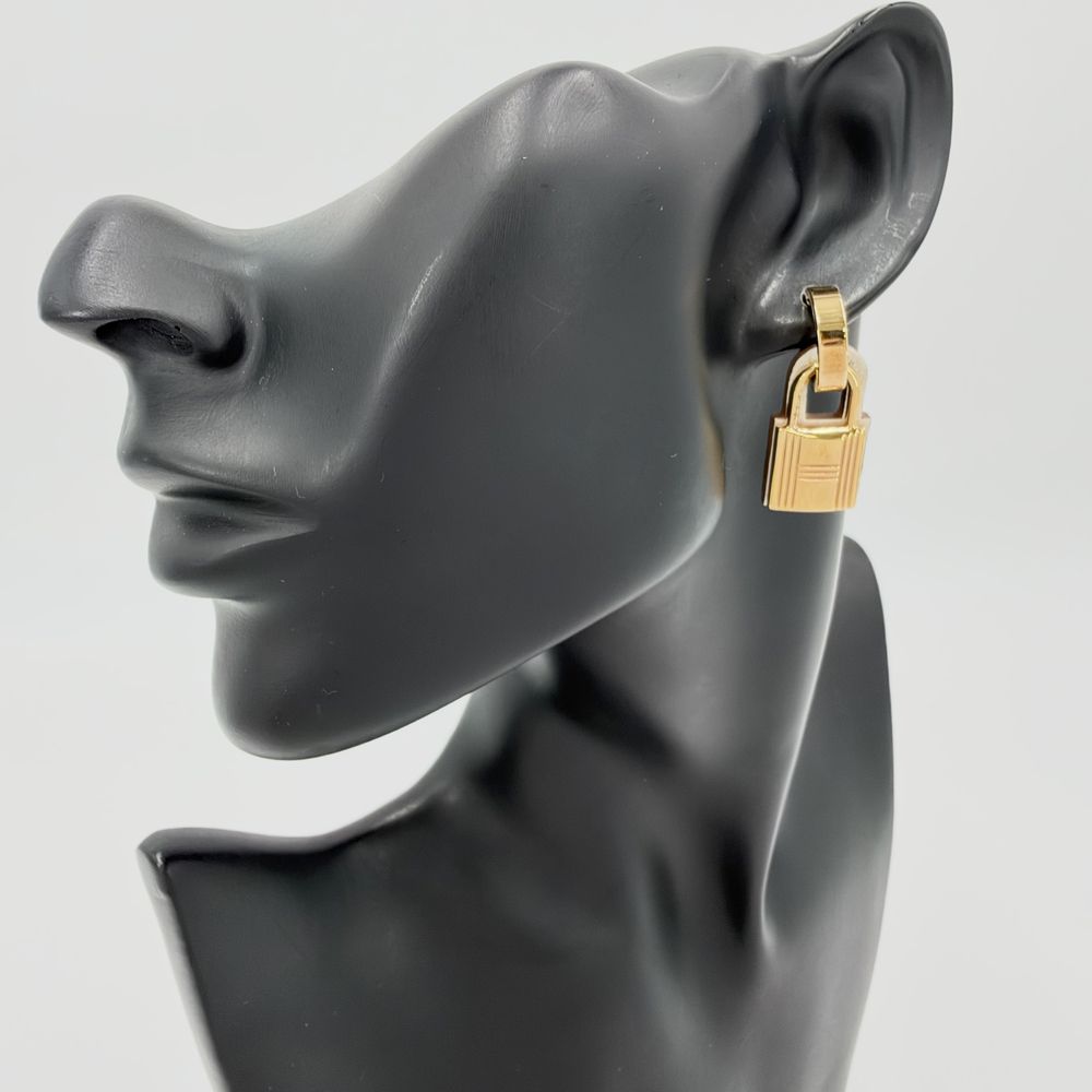 Hermes Earrings O'Kelly Leather White Ivory Gold — view 2