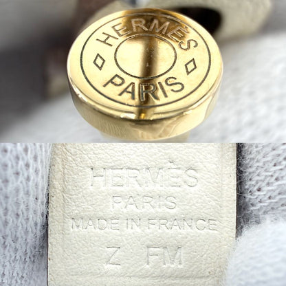 Hermes Earrings O'Kelly Leather White Ivory Gold — view 3