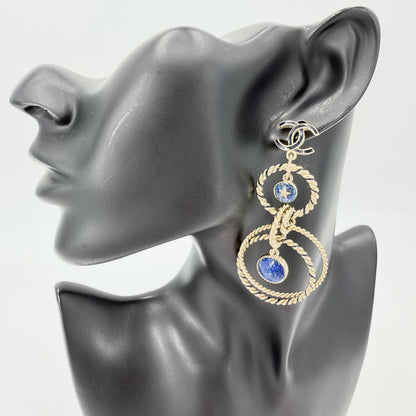 Chanel Earrings CC Logo Swing Star Blue — view 2
