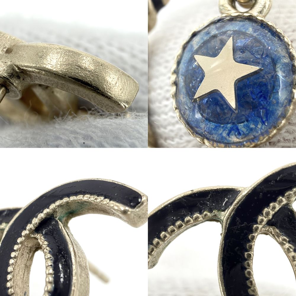 Chanel Earrings CC Logo Swing Star Blue — view 4