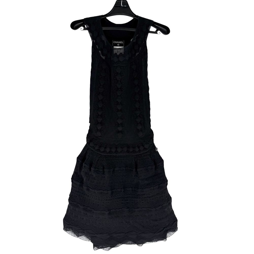 Chanel Dress Sleeveless CC Logo Black Spring Summer 36