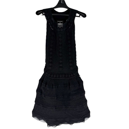 Chanel Dress Sleeveless CC Logo Black Spring Summer 36