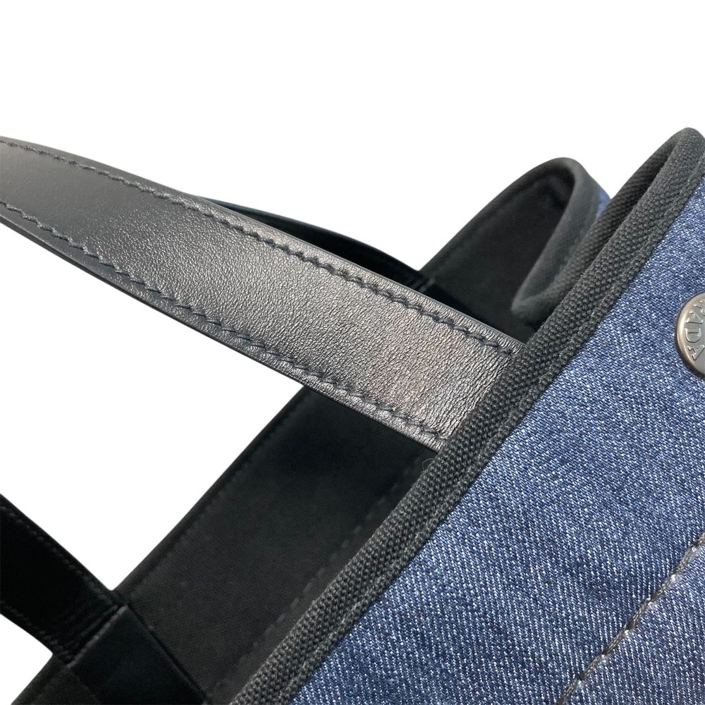 Prada Tote Canapa Denim Fabric Handbag Crossbody Cotton Blue Gold — view 7